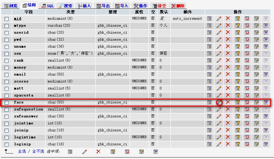 织梦dedeCMS系统修改会员中心member表face字段类型及长度方法