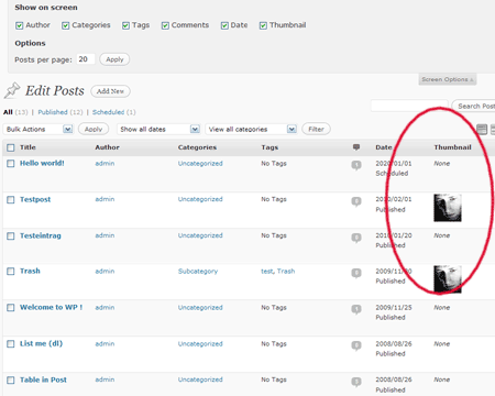 如何给Wordpress后台文章列表，添加缩略图